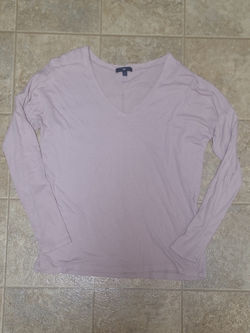 GAP Light Pink V-Neck Long Sleeve Women's Top Size Small